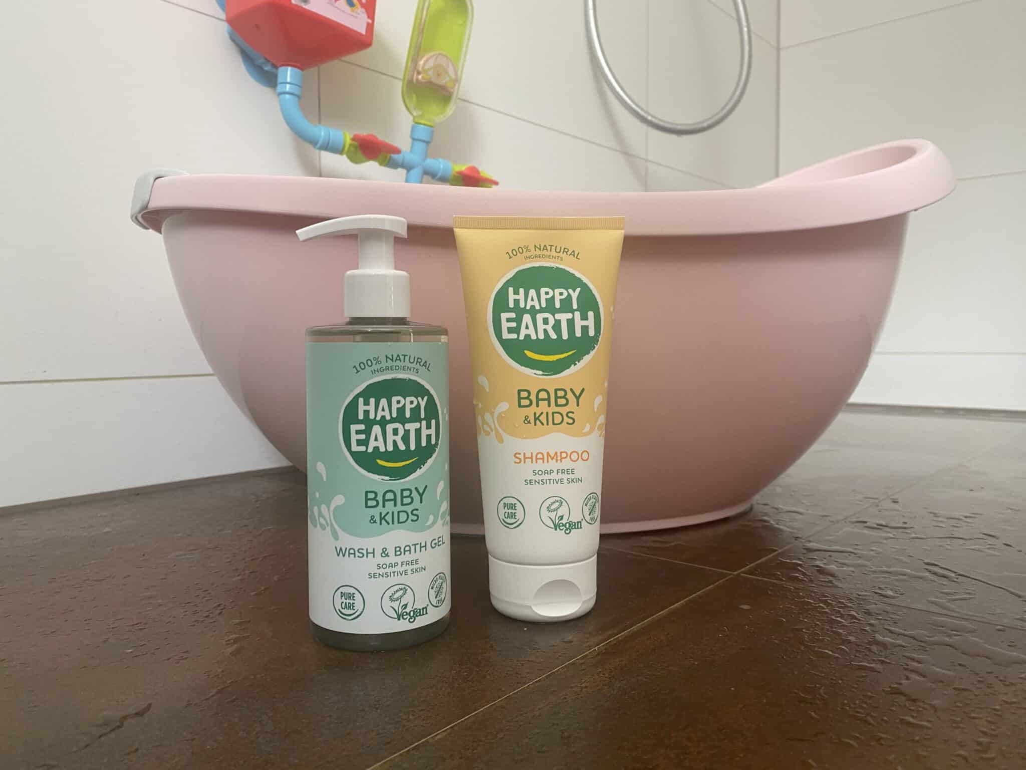 Review Happy Earth Baby & Kids shampoo en wash en bathgel.