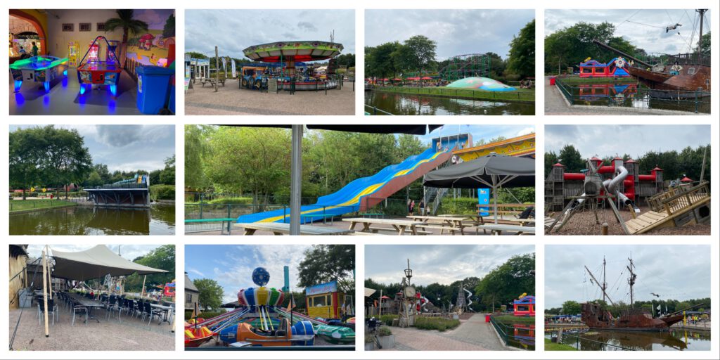 De verschillende attracties in Verkeers- en Attractiepark Duinen Zathe.